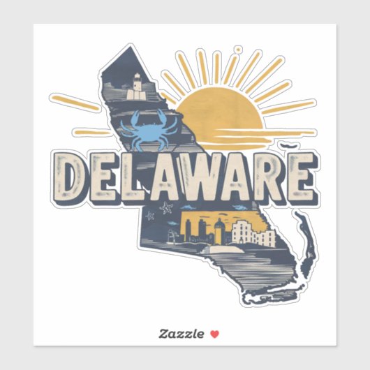 Sticker Retro Delaware (Feuille)