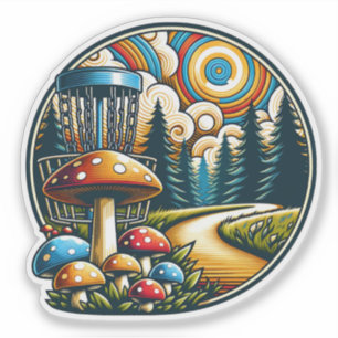 Sticker Retro Disque Golf Psychedelic Ai Art