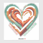 Sticker Rétro en forme de coeur (Feuille)