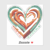 Sticker Rétro en forme de coeur (Feuille)