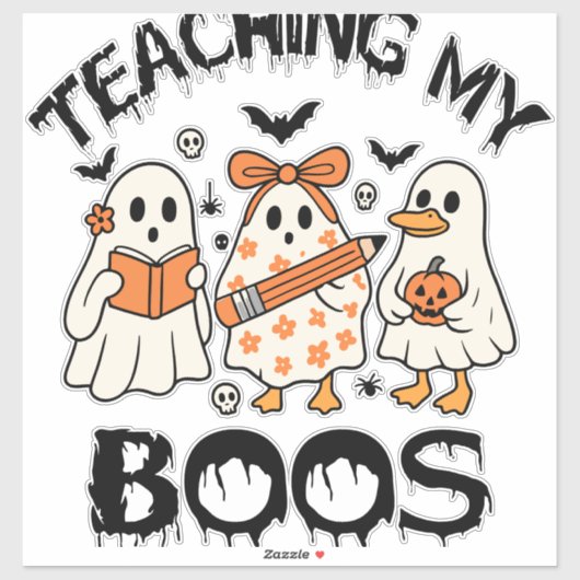 Sticker Retro Enseigner Mes Boos Halloween (Feuille)