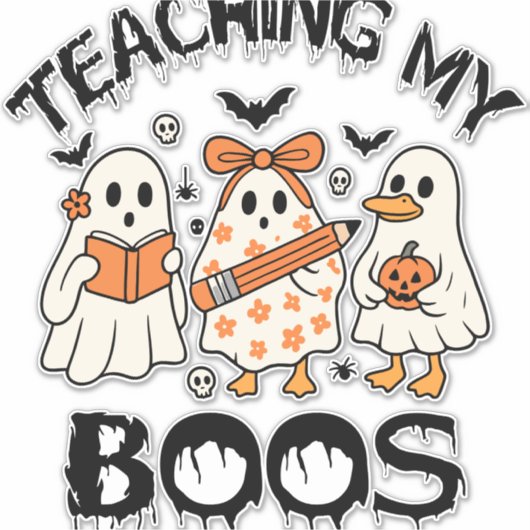 Sticker Retro Enseigner Mes Boos Halloween (Devant)