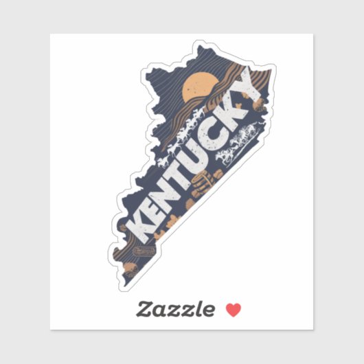Sticker Rétro État du Kentucky (Feuille)