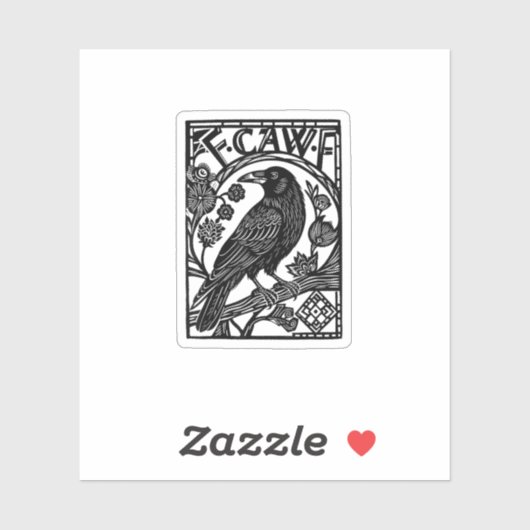 Sticker Retro F Caw F Crow Funny Saying Meme Design (Feuille)