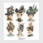 Sticker Rétro Femmes Face À Scrapbook (Feuille)