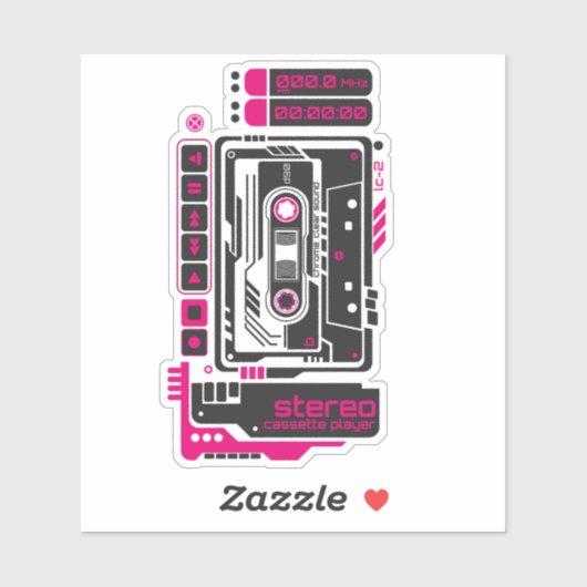 Sticker Retro Future Cassette Player (Feuille)