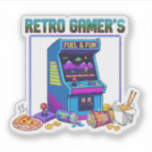 Sticker Retro Gamer's Fuel & Fun | Arcade Pixel Art 8-Bit (Devant)