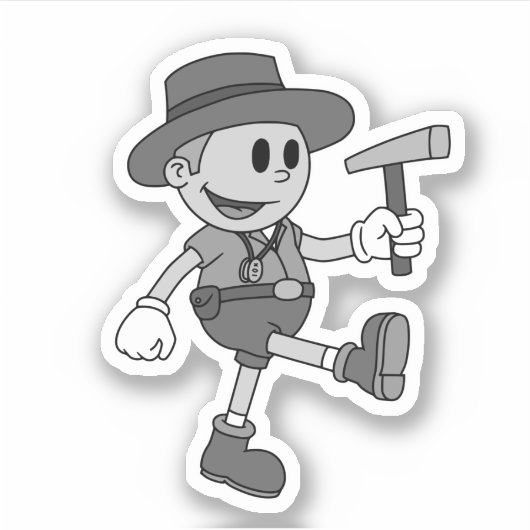 Sticker Retro géologue de dessin animé (noir et blanc) Vin (Devant)