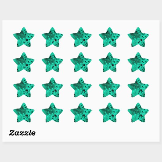 Sticker Retro Green Paint Splatter Star (Feuille)