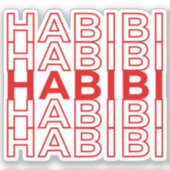 Sticker Retro Habibi arabe rouge (Recto)