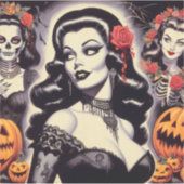 Sticker Retro Halloween Goth Pin-up (Devant)