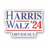 Sticker Retro Harris Walz '24 - Évidemment (Devant)