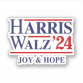 Sticker Retro Harris Walz '24 - Joy and Hope (Devant)
