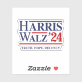 Sticker Retro Harris Walz '24 - Vérité Espoir Décence (Feuille)