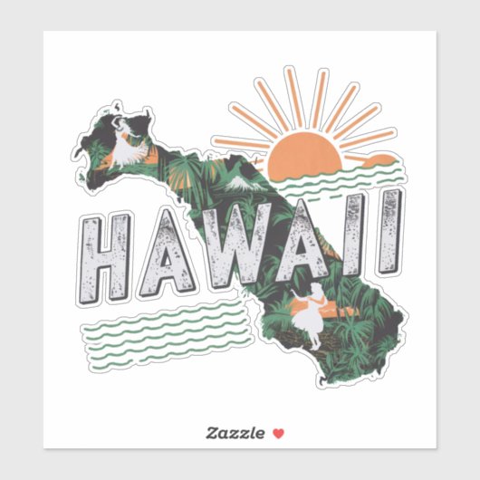 Sticker Retro Hawaii (Feuille)