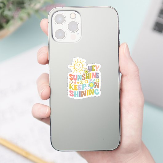 Sticker Retro Hey Sunshine, Continuez à briller (Téléphone)