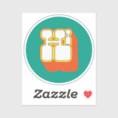 Sticker Retro Hi Orange Turquoise (Feuille)