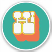 Sticker Retro Hi Orange Turquoise (Recto)