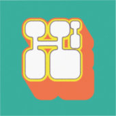 Sticker Retro Hi Turquoise Orange (Recto)