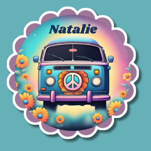 Sticker Retro Hippie Bus Monogram étanche