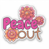 Sticker Retro Hippie Peace Out imperméable (Devant)