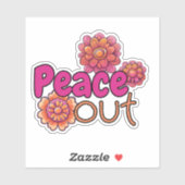 Sticker Retro Hippie Peace Out imperméable (Feuille)