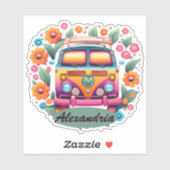 Sticker Rétro Hippie Van Monogram étanche (Feuille)