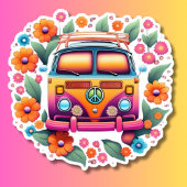 Sticker Retro Hippie Van Waterproof