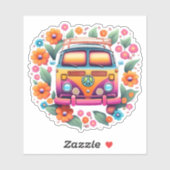 Sticker Retro Hippie Van Waterproof (Feuille)