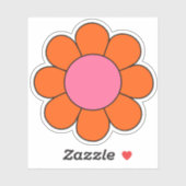 Sticker Rétro hippy rose et orange Daisy (Feuille)