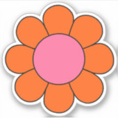 Sticker Rétro hippy rose et orange Daisy (Devant)