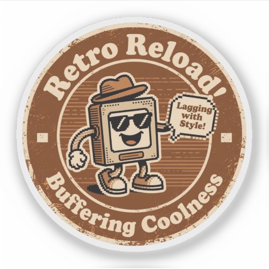 Sticker Retro Internet Culture "Lagging with Style" Cadeau (Devant)