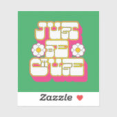 Sticker Rétro juste parce que rose et vert (Feuille)
