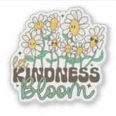 Sticker Retro Let Kindness Bloom Smiling Daisies (Devant)