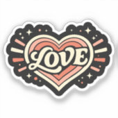 Sticker Retro Love Heart Valentine Classic (Recto)