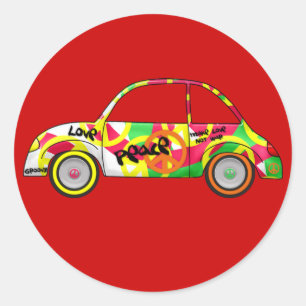 Sticker Retro Love Peace Retro 60's 70's Auto