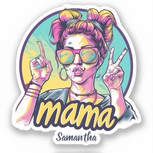 Sticker Retro Mama Pop Art (19) personnalisé (Recto)