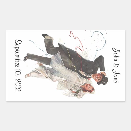 Sticker Retro Mariage mariée Groom Happy Couple (Devant)
