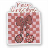 Sticker Retro Merry Christmas Bow and Ornaments Design (Devant)
