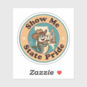 Sticker Retro Missouri Badge_ Catfish Holding Gateway Arch (Feuille)