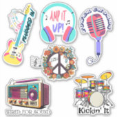 Sticker Retro Music Collection étanche (Devant)