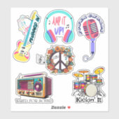 Sticker Retro Music Collection étanche (Feuille)