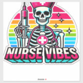 Sticker Retro Neon Skeleton Nurse - Funny Éffrayant D (Feuille)