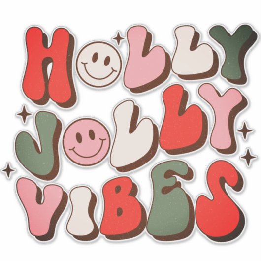 Sticker Retro Noël Holly Jolly Vibes Vacances tendance (Devant)
