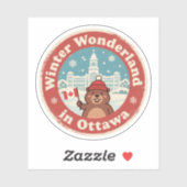Sticker Retro Ottawa Beaver Hiver Fun (Feuille)