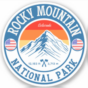 Sticker Retro Parc national de Rocky Mountain Colorado ran