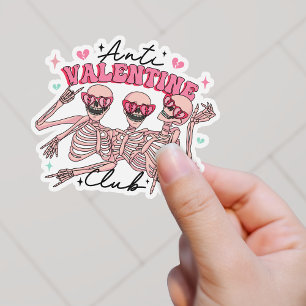 Sticker Retro Party Skeleton Anti-Valentine Club Vinyl