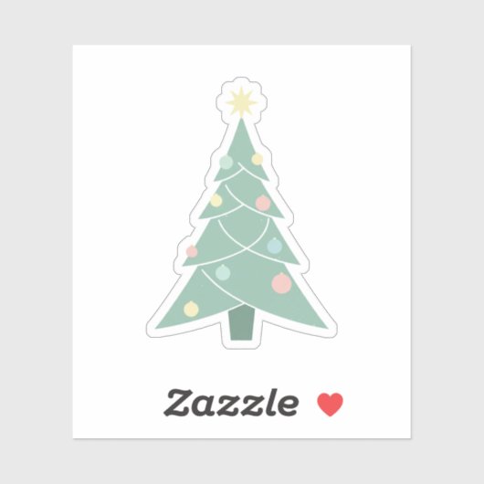 Sticker Retro Pastel Christmas Tree Mid-Century Modern  (Feuille)