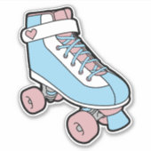 Sticker Retro Pastel Rose Bleu Fille Cartoon Roller Patina (Devant)