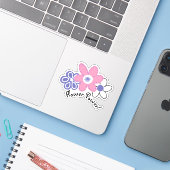 Sticker Retro Pérywinkle Lavande Rose Fleur Power (Ordinateur portable avec iPhone)